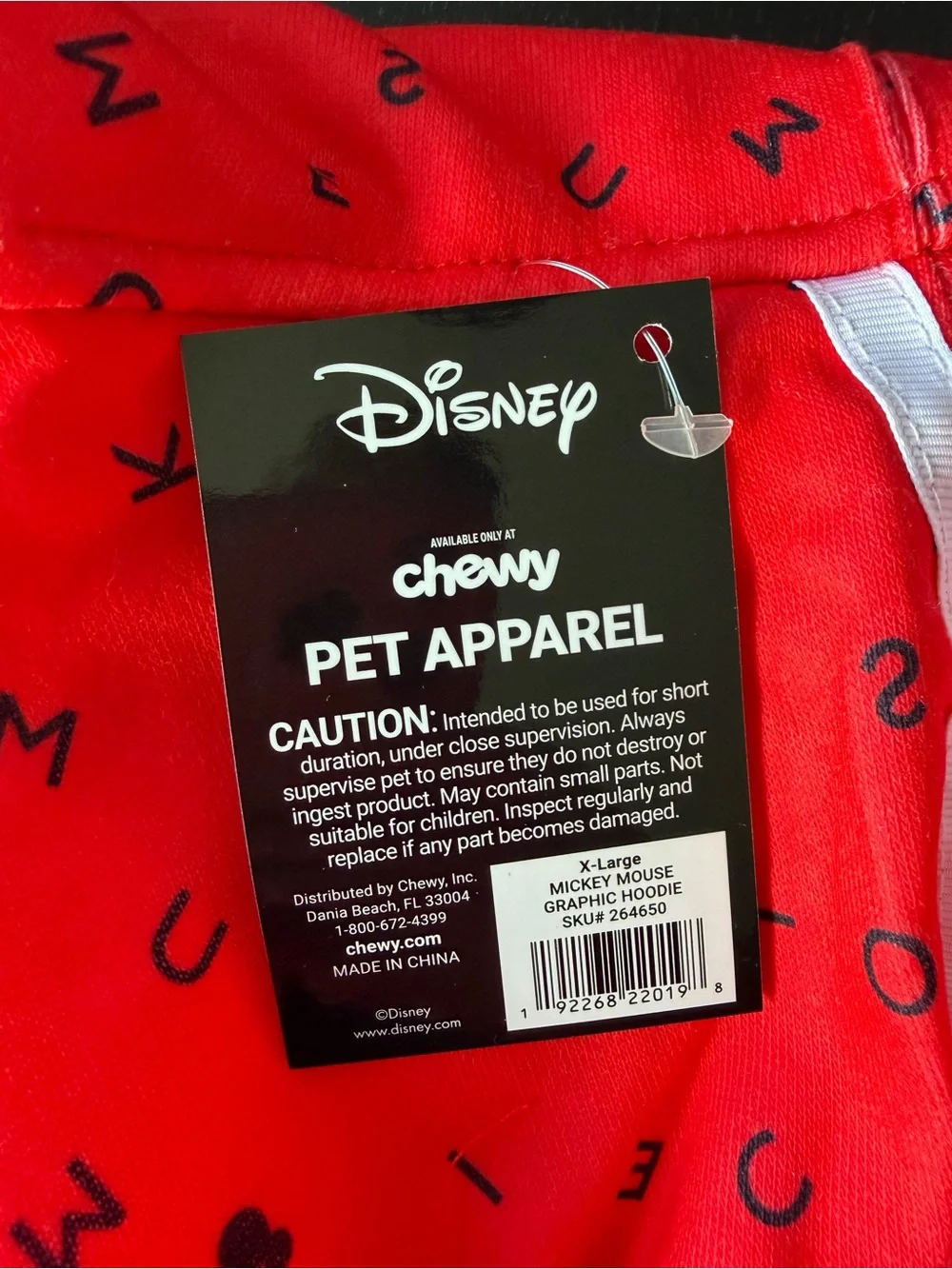 Disney Mickey Mouse Pet Shirt XL Red Sporty Dog Tee